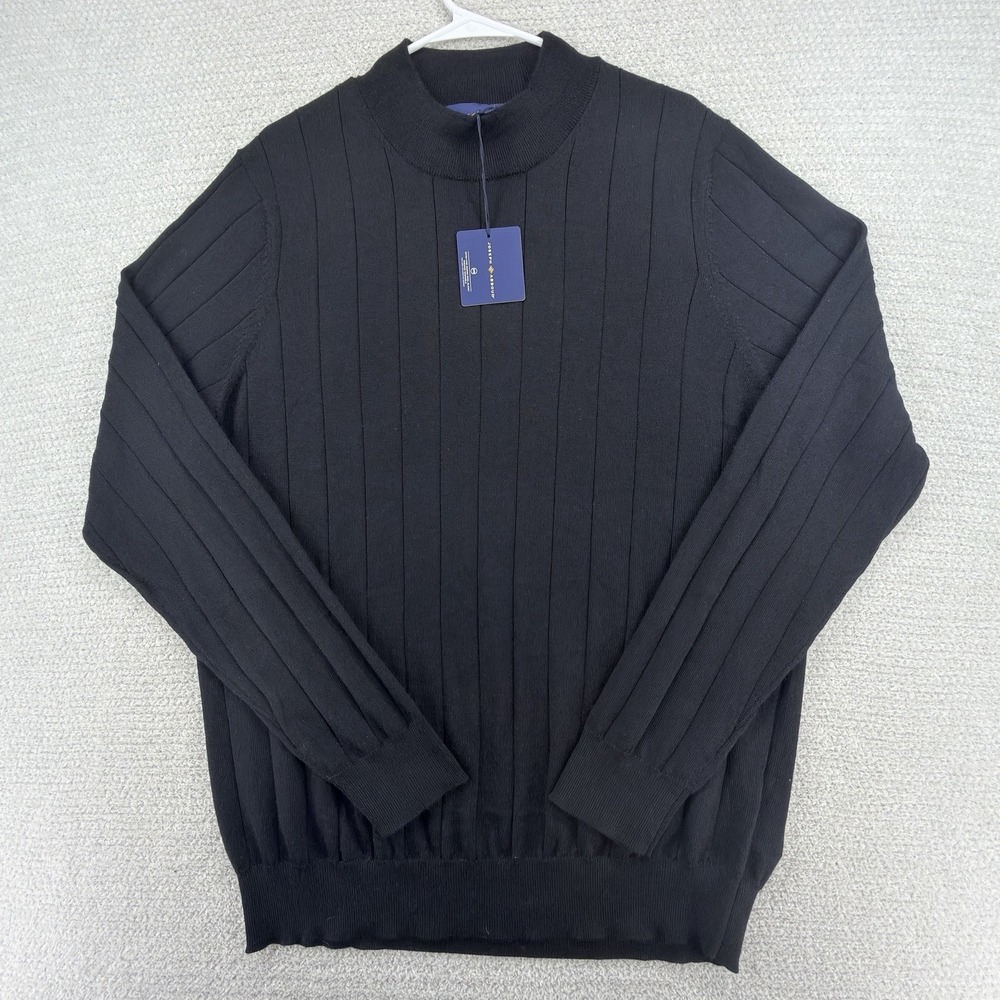 NWT Joseph Abboud Sweater Mens XXL Black Merino Wool 37.5 Ribbed Mock Neck